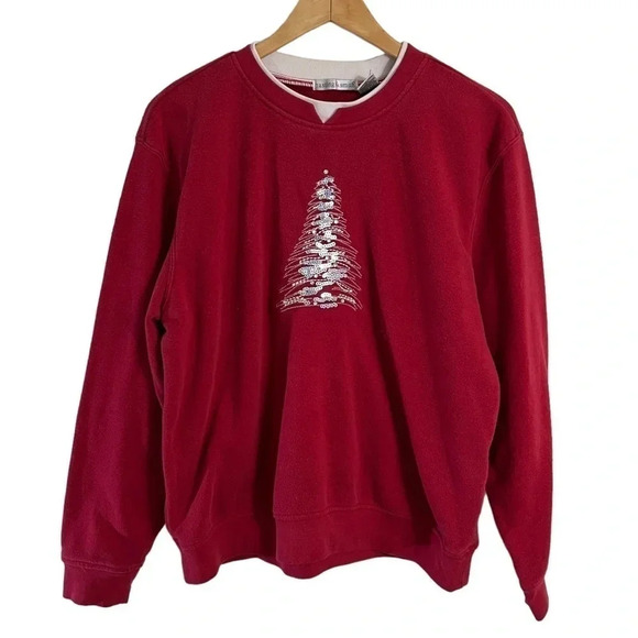 Hasting & Smith Christmas Tree Crewneck Sweater Size XL Embroidered Sequins Knit - Picture 1 of 6